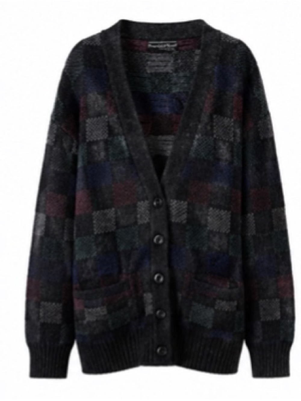 Preswick & Moore Black Multi Check V-Neck Button Cardigan